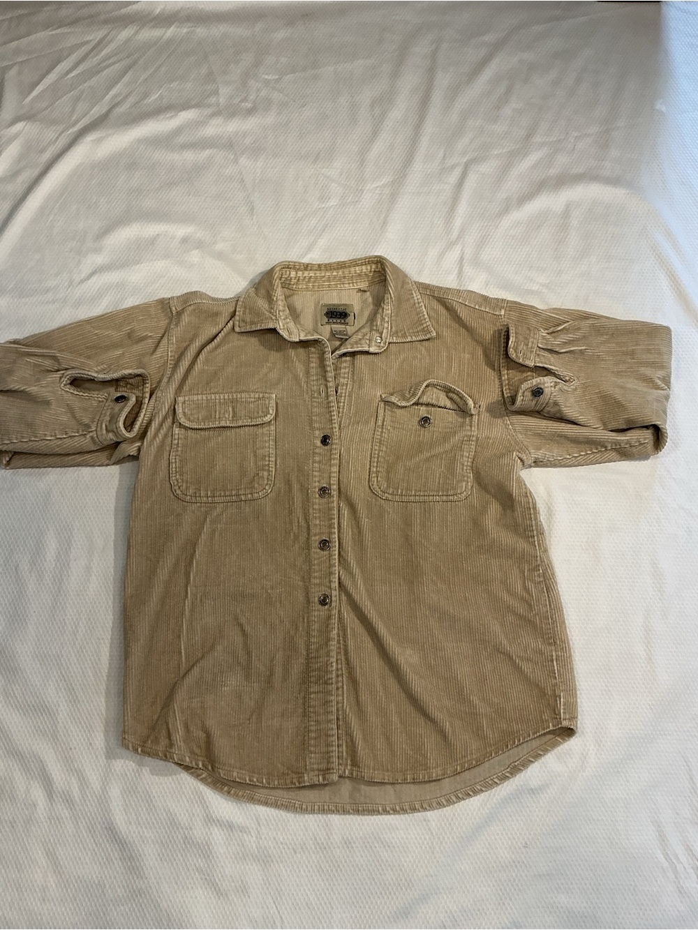 Casual Men's Corduroy Button-Down Shirt in Beige